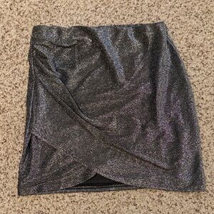 Sadie & Sage Shimmering Silver Mini Skirt